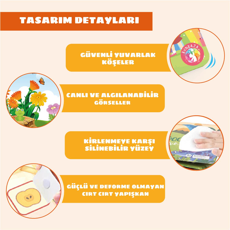 Tak - Çıkar Cırt Cırtlı Yapboz Aktivite Kitabı 74 Adet Cırt 3-5 Yaş