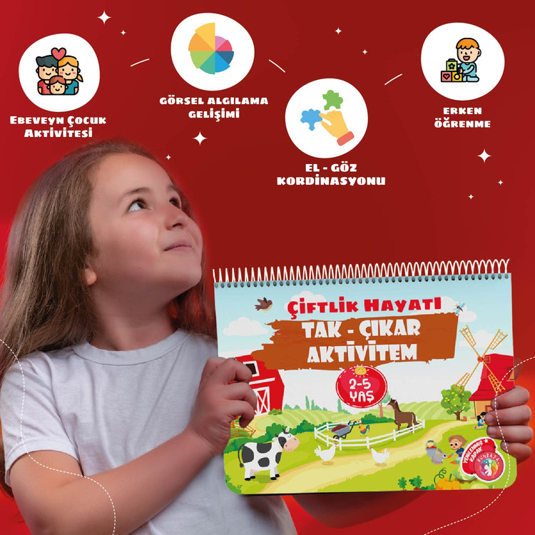 Çocuğumun Tak - Çıkar Cırt Cırtı Çiftlik Hayatı Aktivite Kitabı 2-5 Yaş