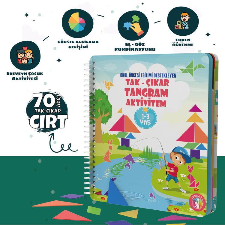 Çocuğumun Cırt Cırtlı Tak - Çıkar Tangram Aktivite Kitabı 1-3 Yaş
