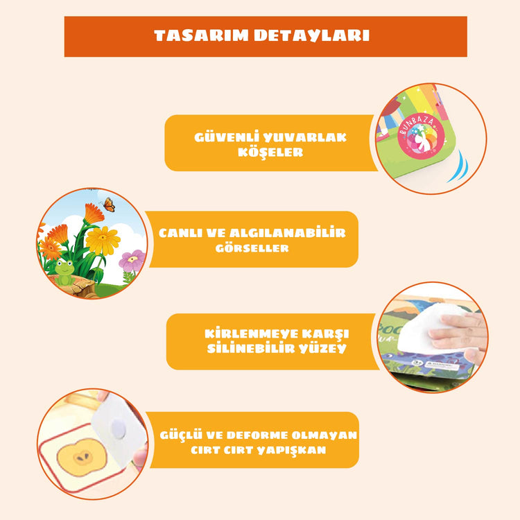 Çocuğumun Tak-çıkar Cırt Cırtlı Aktivite Kitabı 50 Adet Cırt 3-5 Yaş