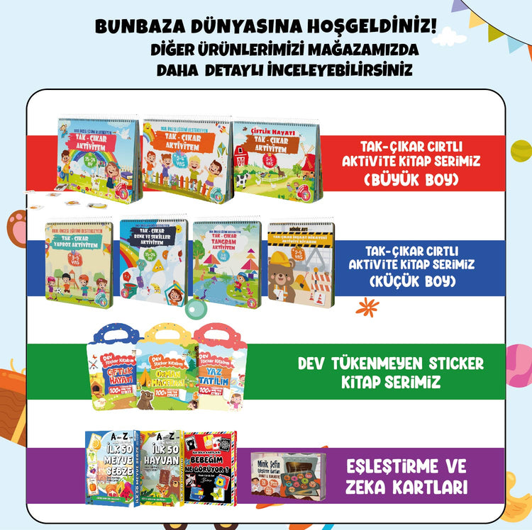 Çocuğumun Tak-çıkar Cırt Cırtlı Aktivite Kitabı 50 Adet Cırt 3-5 Yaş