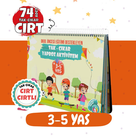 Tak - Çıkar Cırt Cırtlı Yapboz Aktivite Kitabı 74 Adet Cırt 3-5 Yaş