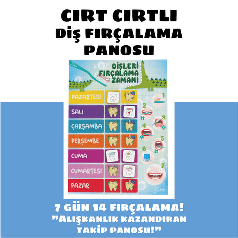 Cırt Cırtlı Diş Fırçalama Rutini Panosu, Diş Fırçalama Eğitim Panosu