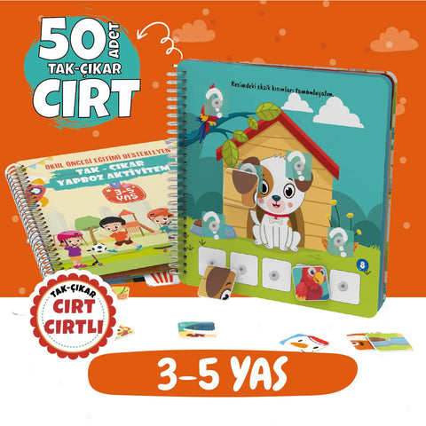 Çocuğumun Tak-çıkar Cırt Cırtlı Aktivite Kitabı 50 Adet Cırt 3-5 Yaş