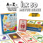A'dan Z'ye Minik Bebeğimin İlk 50 Meyve Sebze Zeka Kartı / Flash Kart