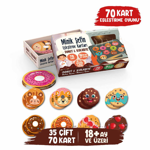 Minik Şefin Eşleştirme Kartları Donut Ve Kurabiye Beceri Zeka Geliştirme Oyunu